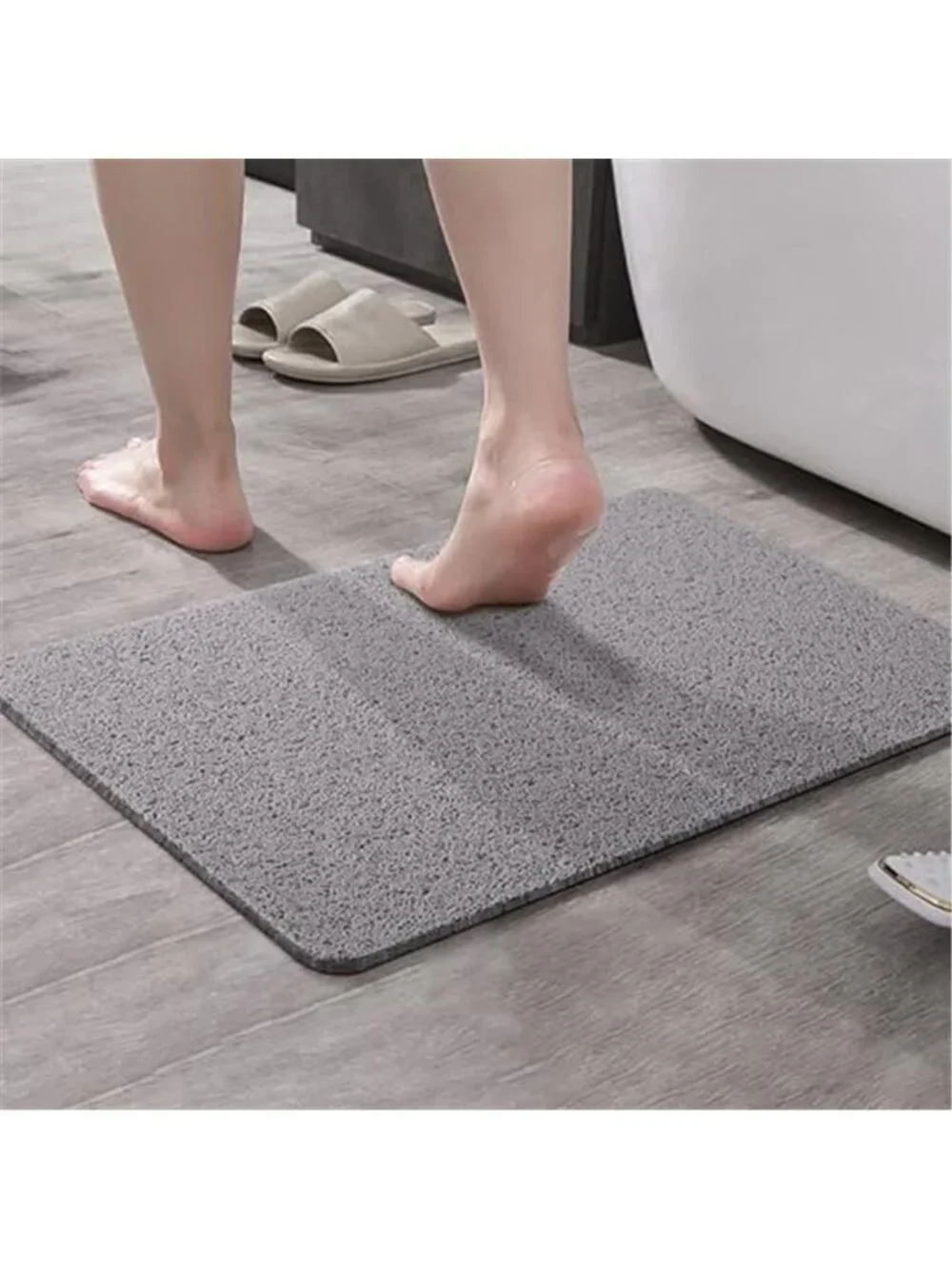 Non Slip PVC Shower Bath Mat Grey Textured Tub Mat Anti Slip Quick Dry Bathroom